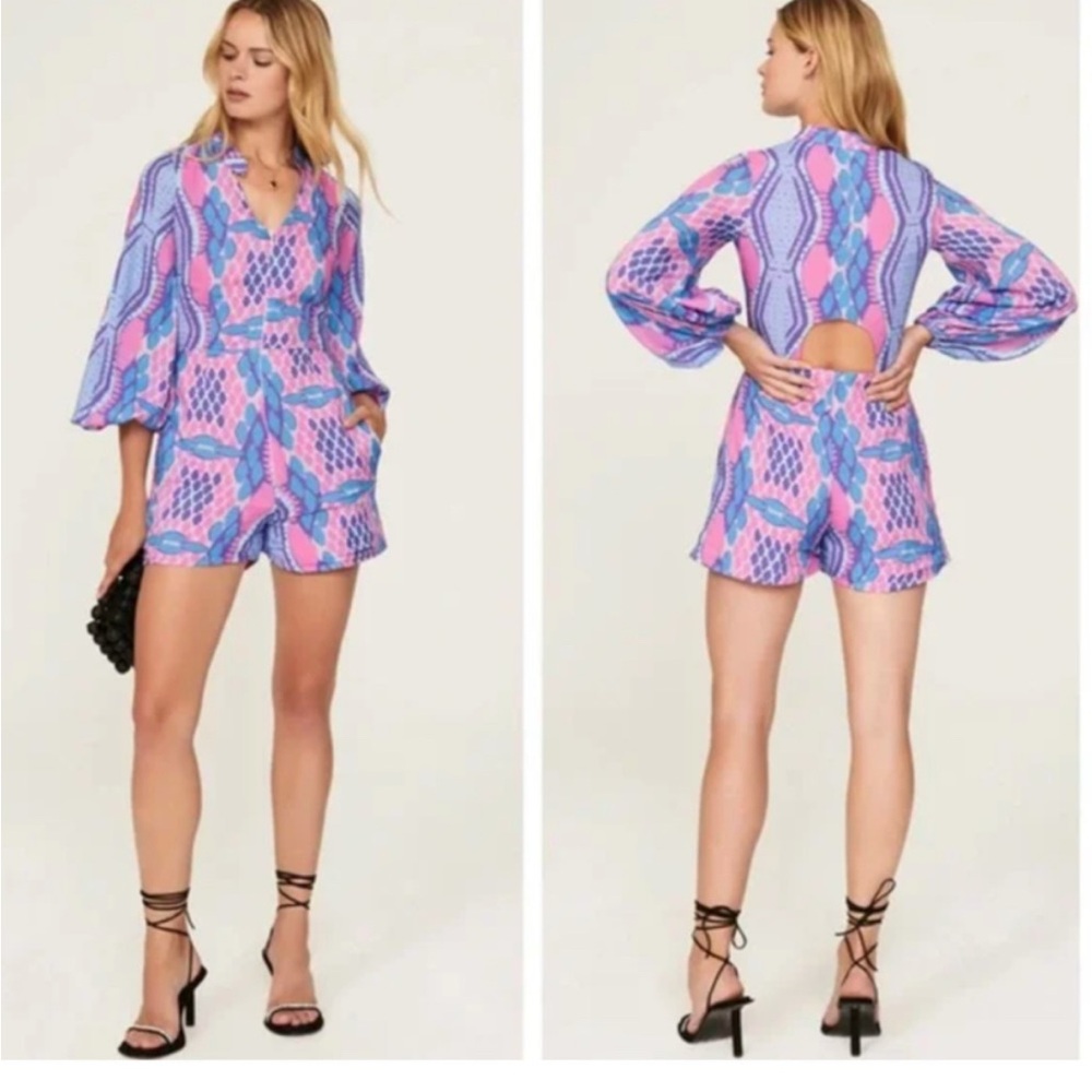 Kahindo Pink and Blue Patterned Jumpsuit
